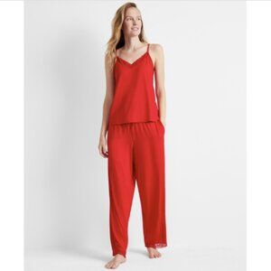 State of Day Women's Lace-Trim Camisole Pajama Set, Tango Red
